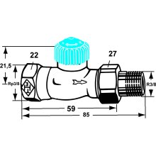 IMI Heimeier Thermostatventil-Unterteil RG vern DG m. ger. Widerst. 3/8