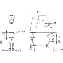 Hansa Einhandmischer Waschtisch Hansaprimo XL m Alg Anschl. ü. Druckschl. Ausl str. VC