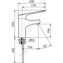 Mora MediCare Waschtisch-Einhebelmischer CU Ø10 mm  Verbindungsrohre Hebel 208mm