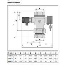 Kappenventil für Ausdehnungsgefäß mit Entleerung 3/4" - 1 1/4" - 6 bar