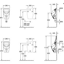 V+B Absaug-Urinal Compact O. NOVO 290x495x245mm, für Deckel weiß