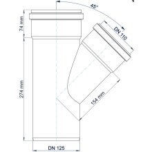 PoloPlast Abzweig PKEA Polo-Kal NG DN 125/110 45Grad