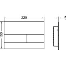 TECEsquare WC-Betätigungsplatte f. 2-Mengentechn. Gl schw. T. VC glanz