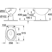 Grohe Stand-Tiefspül-WC Bau Keramik Abgang universal alpinweiß spülrandlos