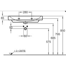 Geberit M100 E-Waschtisch eckige Form 750x480mm weiß