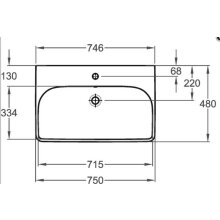 Geberit M100 E-Waschtisch eckige Form 750x480mm weiß