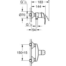 Grohe Brause-Hebelmischer Eurosmart NEU Wandmontage, eigensicher verchromt