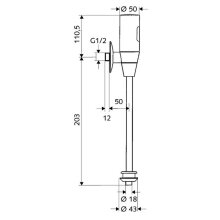 Schell O200 Infrarot Urinal Spülarmatur Batterie 1/2 AG m Schubrosette verchromt