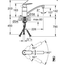 Grohe EHM Spültisch Eurosmart C ND mit schwenkbarem Rohrauslauf VC