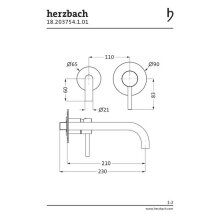 Herzbach DEEP Waschtisch-Unterputzbatterie Farbset 210mm