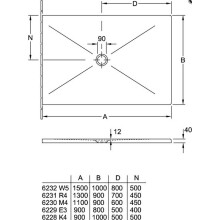 VB Subway Infinity Keramik-Brausewanne 1100x900x40mm geschn. weiß