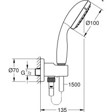 GROHE Wandhalterset Tempesta 100 26406 2 Strahlarten 5,7 l/min chrom