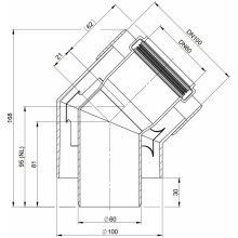 Atec Bogen PolyTwin 45Grad, konzentrisch, DN 60/100 45Grad