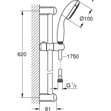 GROHE Brausestangenset Tempesta 100 27598 2 Strahlarten 600mm chrom