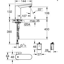 Grohe Waschtischarmatur Eurosmart CE IR-Elektronik mit Mischung Batterie VC