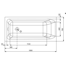 IS S100 Acryl Einbauwanne 1600x750mm weiß