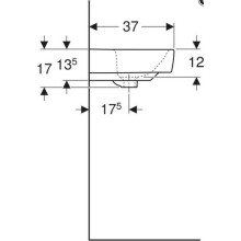 Geberit Waschtisch Renova Compact mit Hahnloch, mit ÜL 600x370mm weiß