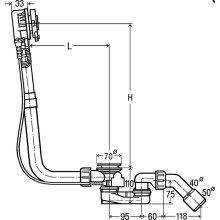 Viega Ab- + Überlaufg. Multiplex Trio 33mm flach 720mm DN40/50 Mittelanschluss