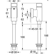 Grohe Urinal-Druckspüler Rondo mit integr. Vorabsperrung verchromt