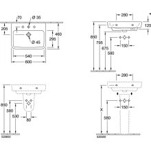 VB Waschbecken O.novo 4A4160 600x460mm Eckig Weiß Alpin