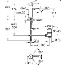 GROHE EH-WT-Batterie Essence 24175_1 S-Size Zugstangen-Ablaufgarnitur chrom