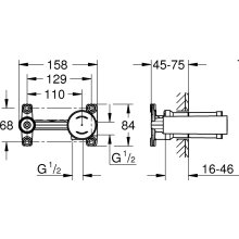 Grohe Universal Einbaukörper für 2-Loch-Waschtisch-Wandarmaturen