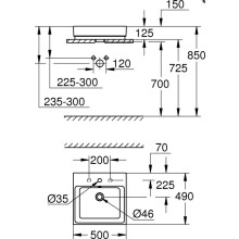 GROHE Aufsatz-WT Cube Keramik 39478 50cm PureGuard alpinweiß