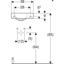 Geberit Handwaschbecken iCon mit Hahnloch R, ohne ÜL 380x280mm weiß