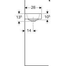 Geberit Handwaschbecken iCon mit Hahnloch R, ohne ÜL 380x280mm weiß