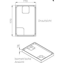 Brausewannenträger Höhe 116 mm 1200x800x35mm