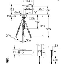 Grohe Waschtischarmatur Eurosmart CE ND IR-Elektronik, mit Mischung, verchromt