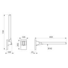 Delabie Stützklappgriff Be-Line anthrazit, L. 650 mm