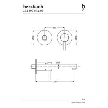 Herzbach HB DESIGN iX Waschtisch-Wandbatterie Farbset 210mm Edelstahl