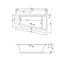 Schröder Raumsparwanne Malibu Top 170x100x46,5 cm weiß Ausführung rechts