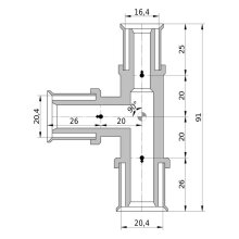 Wavin Tigris K5 T-Stück reduziert, 20mm x 20mm x 16mm