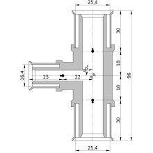 Wavin Tigris K5 T-Stück reduziert, 25mm x 16mm x 25mm