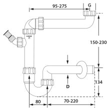 PP-Raumspar Kugelverschlußsiphon DN 40, 1 1/2" & 1 1/4" für Spülen und Waschtische,  weiss