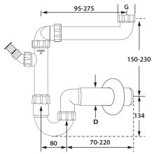 PP-Raumspar Kugelverschlußsiphon DN 50, 1 1/2" & 1 1/4" für Spülen und Waschtische,  weiss