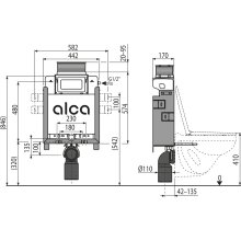 AM119/850 Renovmodul Vorwandinstallationssystem für Einmauerung mit Betätigung von vorne oder von oben