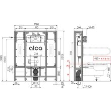 AM116/1300H Solomodul Vorwandinstallationssystem für Trockenbau (freistehend) – für Personen mit eingeschränkter Mobilität