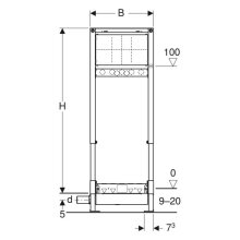 Geberit Duofix Element für Dusche, 130 cm, mit Wandablauf, Wandarmatur Unterputz, für Estrichhöhe am Einlauf 90–200 mm