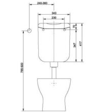 Toto O100 Eco PVC-Spülkasten 6 Liter 343mm breit weiß