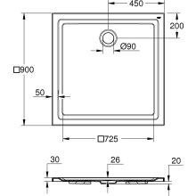 GROHE Acryl Duschwanne 39301, Maße: 900 x 900 mm, Tiefe: 30 mm, alpinweiß