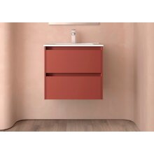 Salgar Noja Unterschrank 600 2 Schubladen + Waschbecken Red Satin