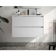 Salgar Noja Unterschrank 800 2 Schubladen + Waschbecken White Gloss