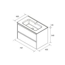 Salgar Noja Unterschrank 800 2 Schubladen + Waschbecken Eiche Afrika