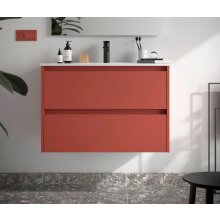 Salgar Noja Unterschrank 900 2 Schubladen + Waschbecken Red Satin