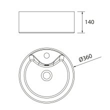 Salgar Aufsatzwaschtisch LISBOA ohne Siphon und Clickerabfluss PORZELLAN WEIß Ø 360 x 140 mm