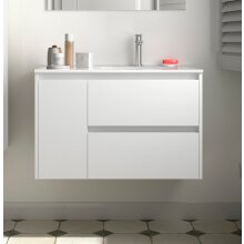 Salgar Noja Unterschrank 850 2 Schubladen 1 Tür li + Waschbecken White Gloss