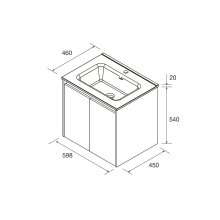 Salgar Noja Unterschrank 600 2 Türen + Waschbecken White Satin